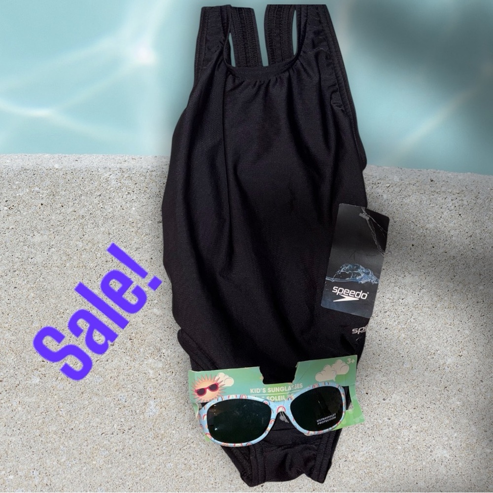 Speedo Girls' Swimsuit One Piece Prolt Super Pro Solid Youth with sunglasses